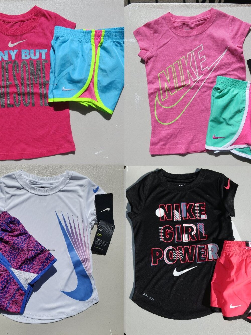 Nike Girls Size 4 - Dri-fit Running Shorts w/ Tops Summer ~ 4 Outfits NWT
